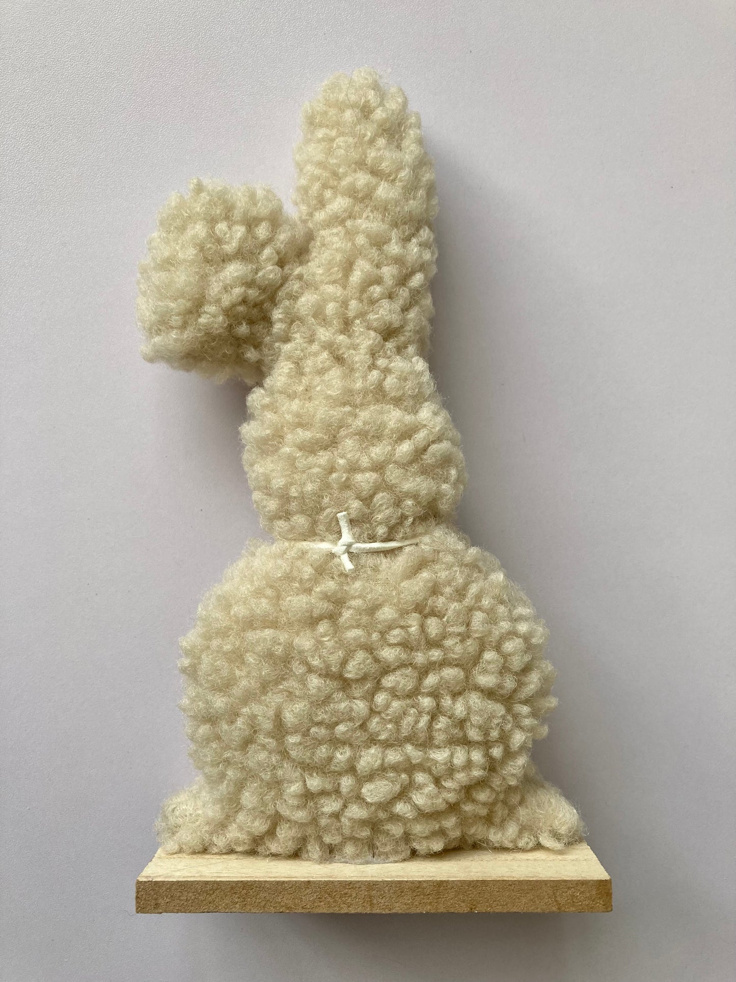 24cm Fluffy Bunny with Wooden Base