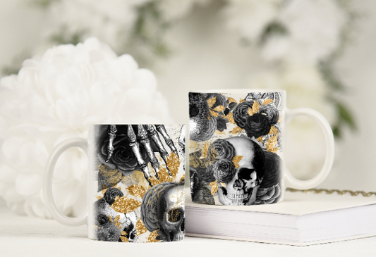 Black & Gold Gothic Skull Cup