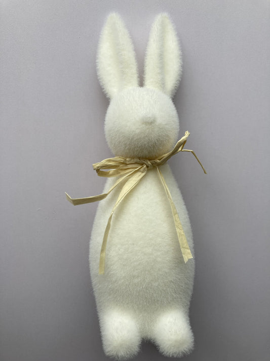 29cm White Flocked Standing Bunny