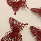 4pk Glitter Red Butterfly Clips