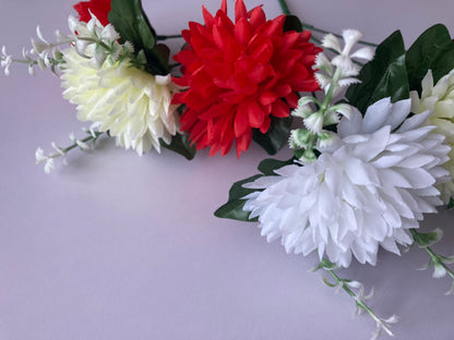 Red & Cream Chrysanthemum Bunch