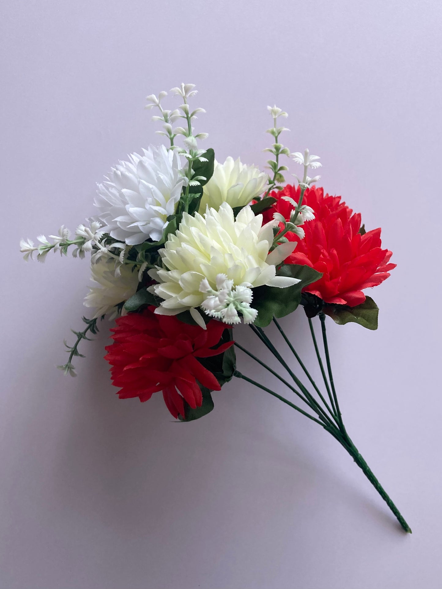 Red & Cream Chrysanthemum Bunch
