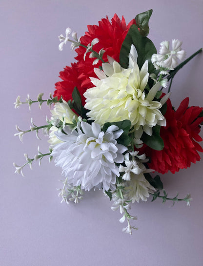 Red & Cream Chrysanthemum Bunch