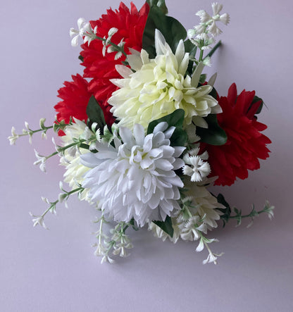 Red & Cream Chrysanthemum Bunch