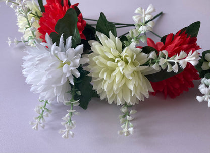 Red & Cream Chrysanthemum Bunch