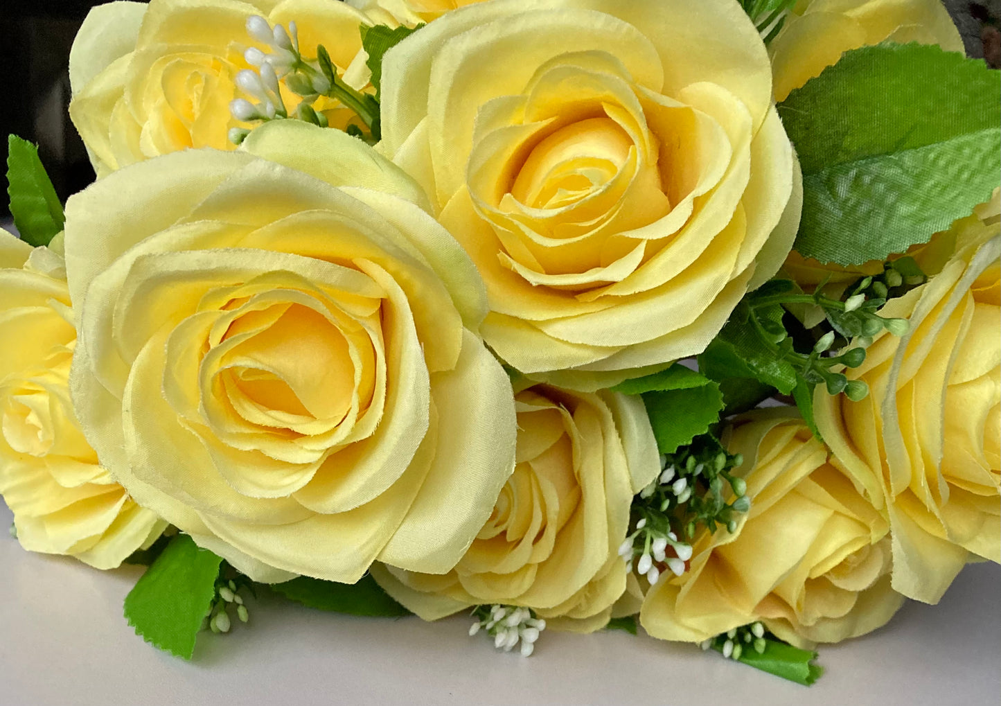 Lemon Yellow Rose & Gyp Bush