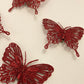 4pk Glitter Red Butterfly Clips