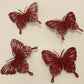 4pk Glitter Red Butterfly Clips