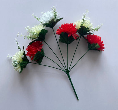 Red & Cream Chrysanthemum Bunch