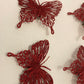 4pk Glitter Red Butterfly Clips
